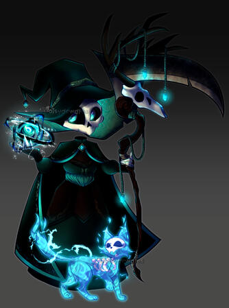 OC Illustration: Weso (The Pet Reaper) &amp; Nedjem (Weso's Eternal Feline Companion)