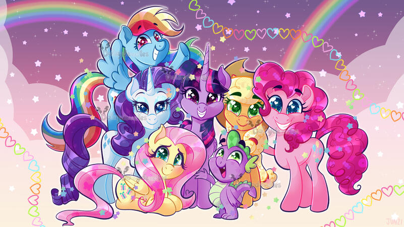 Fan Art: MLP:FiM's Mane 6 + Spike (based on a still from the show)